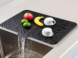 Silicone dish draining mat with integrated rim, heat-resistant, eco-friendly, waterproof, and V1188-MS-313-0426