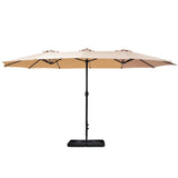 Instahut 4.57m Outdoor Umbrella w/Base Stand Beach Pole Garden Tilt Beige UMB-POLE-4-BASE-50N-BG