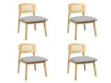 Levede Dining Chair Wood Rattan Armless Natural x4 CH1144-2-NTX2