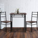 Artiss Dining Table And Chairs Set fo 3 Walnut MET-DESK-356-WN