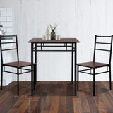 Artiss Dining Table And Chairs Set fo 3 Walnut MET-DESK-356-WN