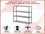 Wire Storage Rack 150x60cm Black Shelving with Fixed Legs V63-841081