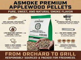 ASMOKE 20lbs x2 Premium Apple Wood Pellets Smoker & Grill Natural Sweet Fruit Flavour BBQ Fuel V642-ASMOKE-9.5KG-X-2--(19-KG)-OF-100%-PURE-APPLEWOOD-PELLETS
