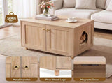 Artiss 2-In-1 Coffee Table Pet Cat House Wooden Side Table Storage Cabinet 80x50x55CM FUR-AF-COF-01P-WD