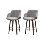 Artiss 2x Bar Stools Swivel Velvet Padded Wooden BA-TW-8908-GYX2