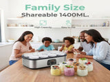 Stainless Steel Home Yogurt Maker with 8 Glass Jars, 1400mL Capacity, Adjustable 20-55&degC Temperature V1341-ZY-9M496W9L-SILVER