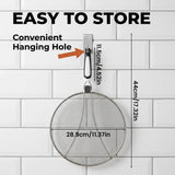 Stainless Steel Grease Splatter Guard, 11-Inch Fine Mesh Cover with Adjustable Comfort Grip Handle, V1258-DP02-F-871