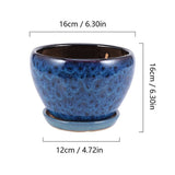 Succulent Ceramic Flower Pot Dark Blue Drainage Home Decoration 1 Set V1370-AZ4-19585