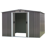 Garden Shed Spire Roof 8ft x 8ft Outdoor Storage Shelter - Grey GSS-BSW-88N-GY