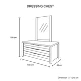 4 Pieces Bedroom Suite Natural Wood Like MDF Structure Double Size Oak Colour Bed, Bedside Table & V43-BDS-CEL-4PC-DRS-DOK