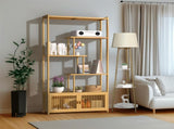 6 Tiers Freestanding Bamboo Storage Shelf High & Low Shelf Bookshelf Plant Stand V767-JJ-ZZ1623