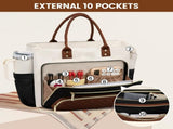 Large Capacity Tote Bag for Work, Travel & Daily Commute, Fits Laptop & 40oz Tumbler, Versatile V1341-ZY-8P3JPHQY-BLACK-BROWN