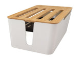 Router Storage Box Large Space Multi Hole Bit Bamboo Cover Home WiFi Router Organizer V1294-YM0703-3117230058411