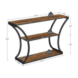 VASAGLE Console Table with Curved Frames with 2 Open Shelves Rustic Brown and Black V227-9101402108470