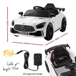 Kids Electric Ride On Car Mercedes-Benz AMG GTR Licensed Toy Cars Remote White RCAR-AMGGTR-S-WH