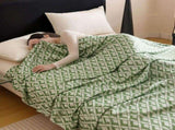 Green Diamond Pattern Bamboo Fiber Summer Cooling Blanket 150200cm for Bed Sofa Air Conditioned V888-ELOSUNG54964-5