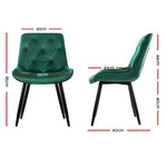 Artiss Dining Chairs Set of 2 Velvet Diamond Tufted Green UPHO-C-DIN-5218-VEL-GRX2