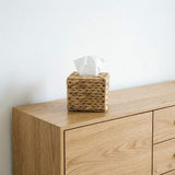 Handwoven Water Hyacinth Tissue Box Cover,Natural Square Wicker Napkin Holder,Boho Rustic Decorative V1369-AZ3-W-14694