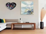 Wall Hanging Display Shelf Heart Shaped Floating Shelf 12in Holder Black Wood V1370-AZ4-03919
