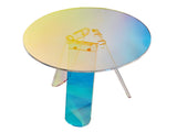 Round Iridescent Side Table, Acrylic End Table, Clear Rainbow Acrylic Coffee Table for Drink, Food, V952-YKLBZYXXCSDGZR4CHV0