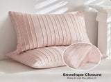 Pink Tufted Stripe Bedding Set - Single 2 Piece Quilt Cover and Pillowcase Set- V888-ELOSUNG54960-2