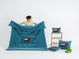 Blue Little Squirrel - 2-in-1 Foldable Car Pillow Blanket - Cozy 40x40cm Pillow, Unfolds to V888-ELOSUNG33523