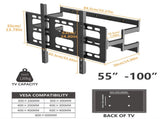 Black Heavy-Duty Swivel TV Wall Mount With Articulating Arm Support V767-U-Z1688-85