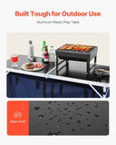 Camping Kitchen Table, Folding Outdoor Cooking Table, 3 Adjustable Height, Aluminum Lightweight Portable Cook Station with Storage Organizer, Carry Handle, for BBQ Party Picnic RV Travel, V952-DCCWJKLSLSBY357B3V0