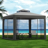 Instahut Gazebo Marquee 3m Outdoor Event Tent Camping Party Mesh Wall Canopy Grey GAZEBO-IR-WED-3X3-GY