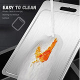 Double-Sided Titanium Cutting Board in Silver, 36x25CM, Heat Resistant for Kitchen and Camping V178-59250