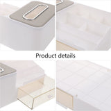 Multifunctional Tissue Box with Concealed Drawer, Desktop Storage Organizer for Home, Office, Living V1192-AZ-W-25246