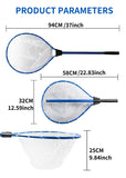 Blue High Strength Large Landing Net - Fishing Net with Long Foldable Handle and Soft Rubber V888-ELOSUNG36558