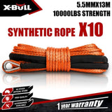 X-BULL Dyneema Synthetic Rope Winch Cable SK75 5.5MM x 13M Car Tow Recovery Strap V211-AUEB-XBSR001X10