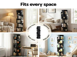 Artiss 5 Tiers Bookshelf Swivel Bookcase Display Shelves Stand Round Black FUR-S-DS-5TR-BK