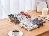 Plastic Tea Bag Divided Storage Organizer Container Box with Hinge Lid for Kitchen V1369-AZ3-W-21094