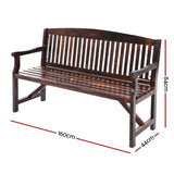 Gardeon 5FT Outdoor Garden Bench Wooden 3 Seat Chair Patio Furniture Charcoal ODF-BENCH-5FT-CC