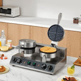 VEVOR Commercial Waffle Maker, Dual-Head Round Waffle Baker Machine, 2460W Non-Stick Stainless Steel V952-SYBLSHFBJZYBC5B6EV3