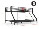 Kingston Slumber Metal Single over Double Bunk Bed Frame, Dark Matte Grey V219-BEDDBBKS02MA