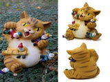 Cat Figurine Exquisite Details Texture Bright Colors Durable Resin Yellow Cat Statue for Garden V1294-YM0703-3111230019211