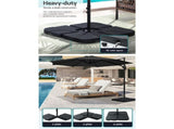 Instahut 3m Outdoor Umbrella w/Base Cantilever Beach Roma 360 Degree Tilt Black UMB-ROMA-BASE-50N-BK