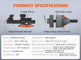 16.7cm Bench Vise Anvil Swivel Locking Base Heavy Duty Ductile Iron Vice V952-DGNTQDXZSYC65J49IV0