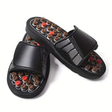 Men'S Slippers Acupressure Slippers Foot Massage Foot Pain Relief Open Toe - Black - Size 38 V1106-935-29326-BLK-38