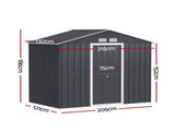 Giantz Garden Shed Outdoor Storage 2.15x1.3M Tool Workshop House Shelter Sliding Door SHED-GAB-4X7-AB