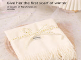 White Winter Scarf Gift Box Set for Women - Soft Warm Scarf V888-ELOSUNG53149