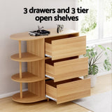 Artiss Chest of 3 Drawers Storage Cabinet 3 Shelves Pine FURNI-C-CDR-02-WD-AB