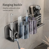 2nd Gen Space Aluminum Toothbrush Holder Drill-Free, Large-Capacity Storage, Water-Draining & V1232-YSJ-JH-002