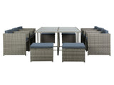 Gardeon Outdoor Dining Set 11 Piece Wicker Table Chairs Setting Grey FF-DINING-11SET-GE