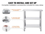 Stainless Steel Food Prep Table, 14 x 24 x 34 Inch Commercial Kitchen Worktable, with 2 Adjustable V952-CFBXGGZTSCGZZZ9YVV0