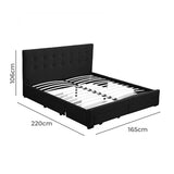 Levede Queen Bed Frame Fabric Tufted Dark Grey BF1012-Q-DG