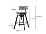 Levede 2x Bar Stool Industrial Adjustable BR1058-1X2